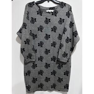 Style New York Sweater Tunic Dress Size Medium Gray Rose Dolman Made in USA